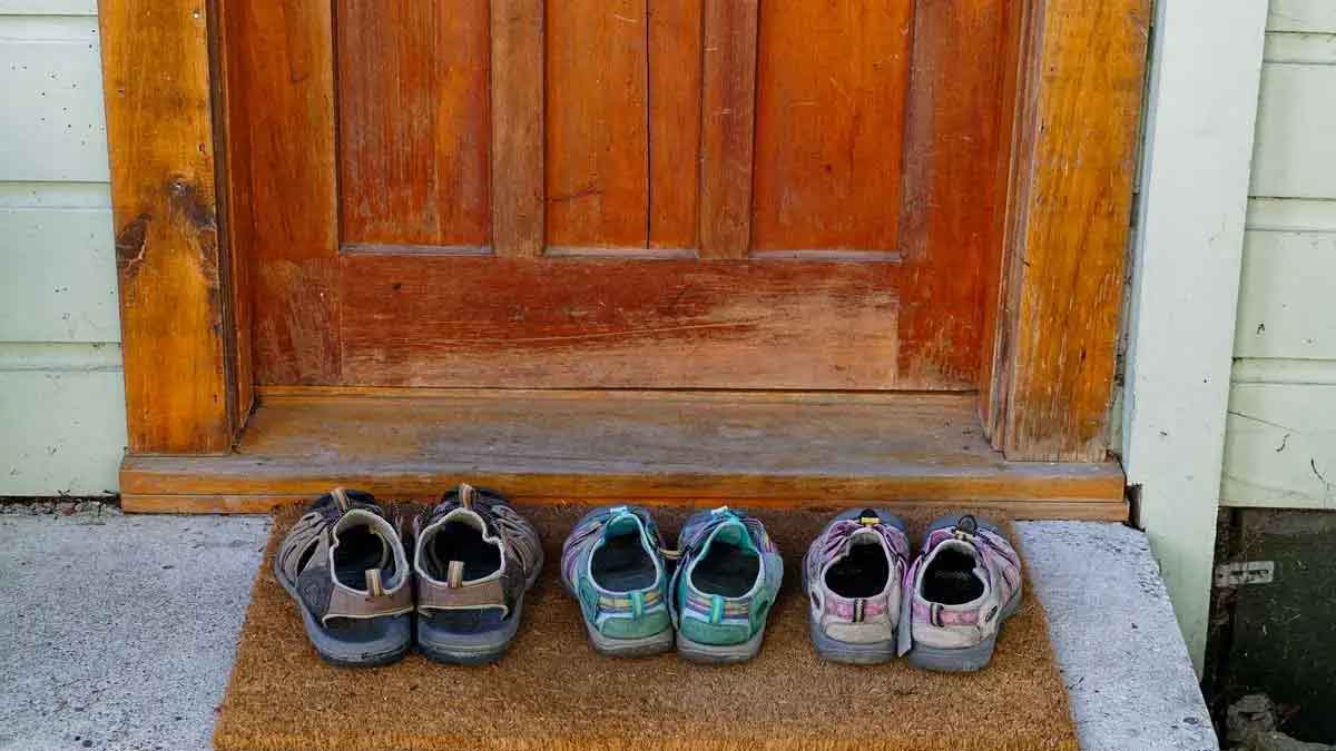 do not leave footwear infront of your house 