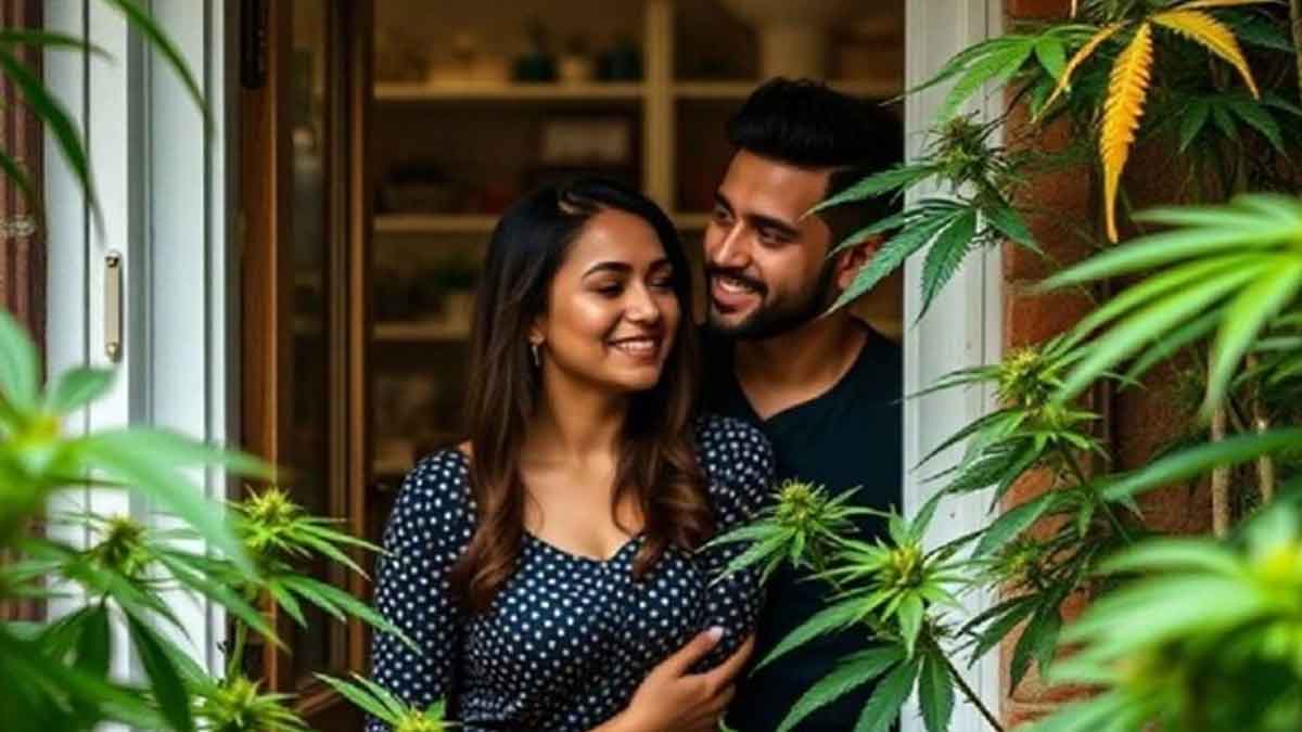 urmitha and husband booked for ganja plants growing 