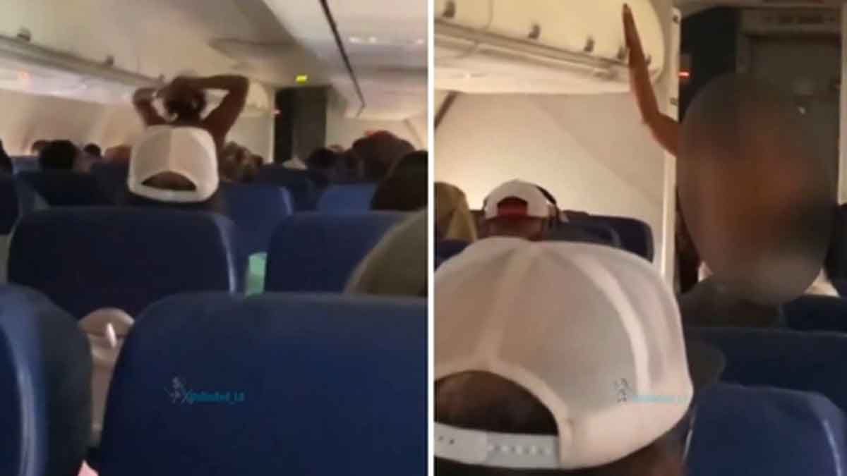 woman stripped naked in aeroplane viral video 