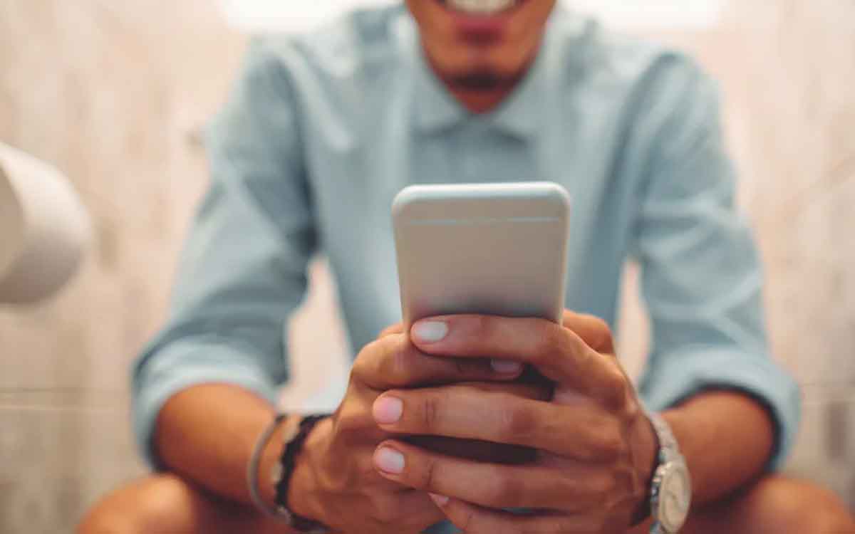 using phone in toilet not healthy at all 